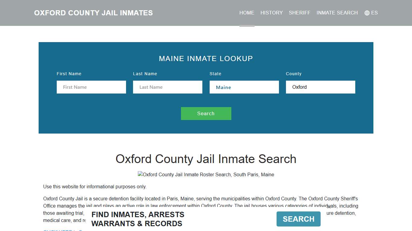 Oxford County Jail Inmate Roster Lookup, South Paris, ME