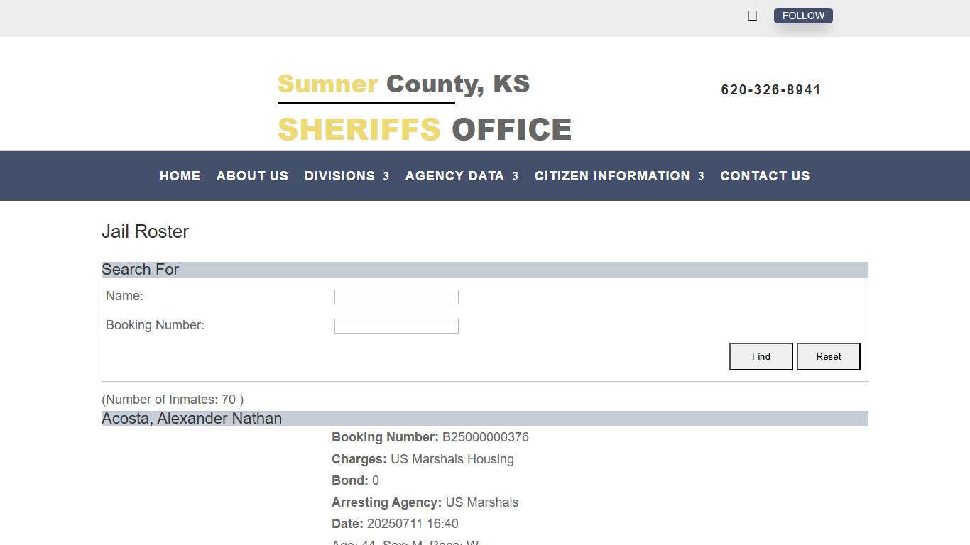Jail Roster | Sumner County, KS - Sheriff Office